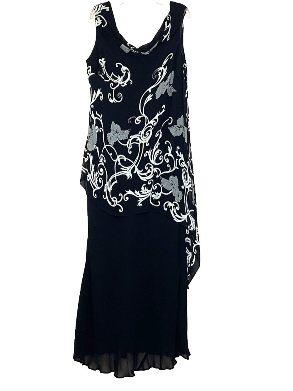 Eva Blue Maxi Dress 16 Vintage Y2K Whimsigoth Fairy Beaded Cowlneck Sleeveless